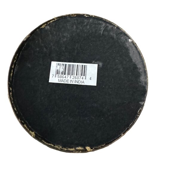 Vintage Mid Century Modern Glass Metal Candy Dish Large 7.5" Diameter Yellow Brn - Picture 10 of 11